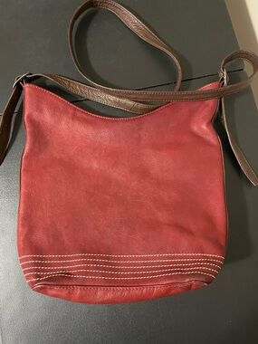 Adrian Klis Red Leather Bag with Brown Strap *Selling As Is